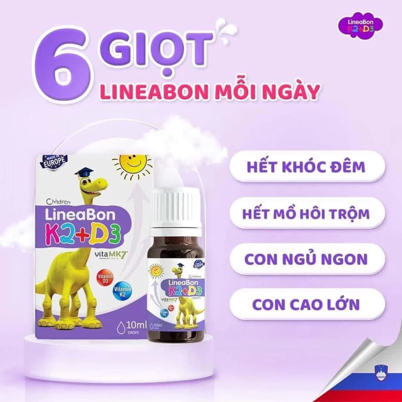 D3k2 Mk7 LINEABON  bổ sung D3k2  giúp bé ngủ ngon, tăng đề kháng giảm còi xương ở bé giúp bé ngủ ngon sâu  giấc