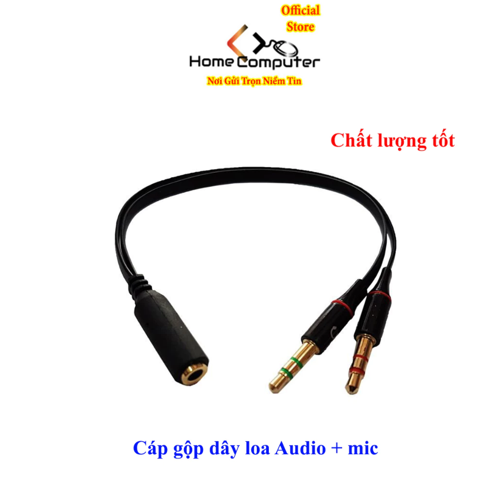 Cáp Gộp Loa, Cáp Gộp Dây Loa 2 Vào 1 ( Audio Và Mic 3.5mm) Loại Tốt.Jack Gộp Tai Nghe 3.5 Bọc Chống Đứt
