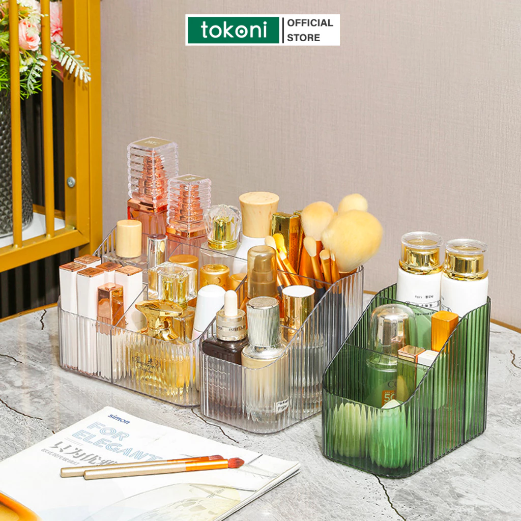 Khay Đựng Đồ Để Bàn JYoohome, Hộp Để Mỹ Phẩm, Đồ Trang điểm 3 Ngăn Tiện Ích Đa Năng