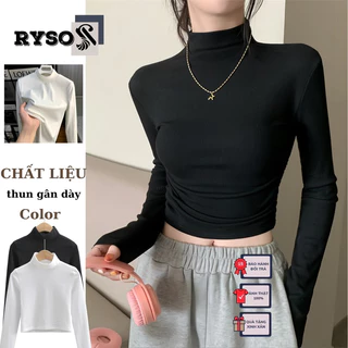 Áo Croptop Cổ Lọ Kiểu Dáng Ôm Chất Thun Gân Mịn Mát Ôm Body Chất Tốt, Áo Thun kiểu nữ basic  cá tính chất thun gân