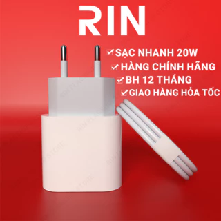 Dây Sạc Nhanh 20W, Củ Sạc Nhanh PD 20W, Bộ Sạc Nhanh Cho Điện Thoại X/Xsmax/11/12/13/14++ BH 1 năm Rin Flagship Store