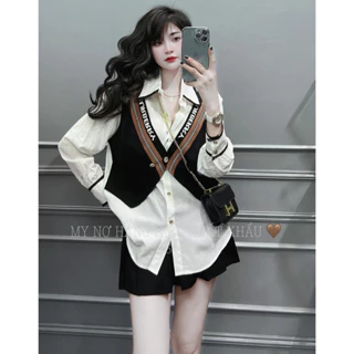 Áo sơ mi dáng rộng kèm phối vạt chéo BUBERY Ulzzang (hàng QC) - Ảnh thật SIÊU HOT