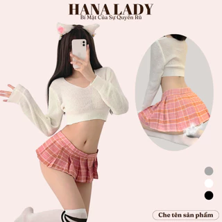 Đồ ngủ cosplay nữ sinh croptop caro ngắn sexy gợi cảm CP293