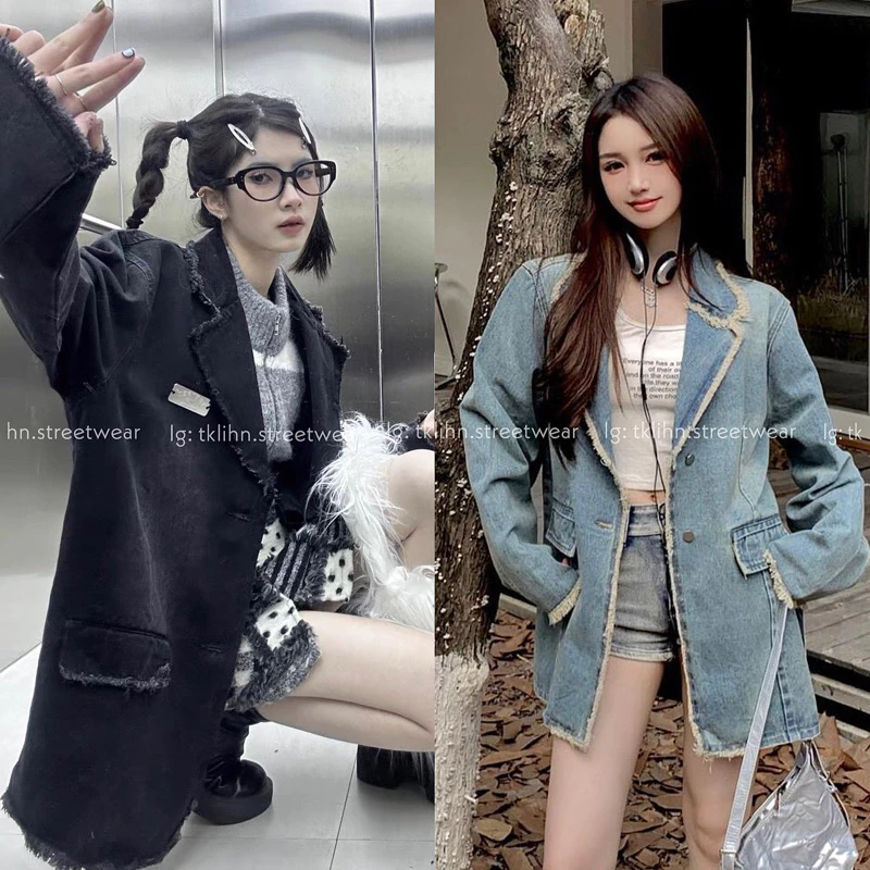 (SẴN) TKLIHN Áo vest JEANS áo khoác BLAZER Ulzzang phong cách UNISEX jeans rách cá tính ĐỘC LẠ hot FASHIONITA 2023