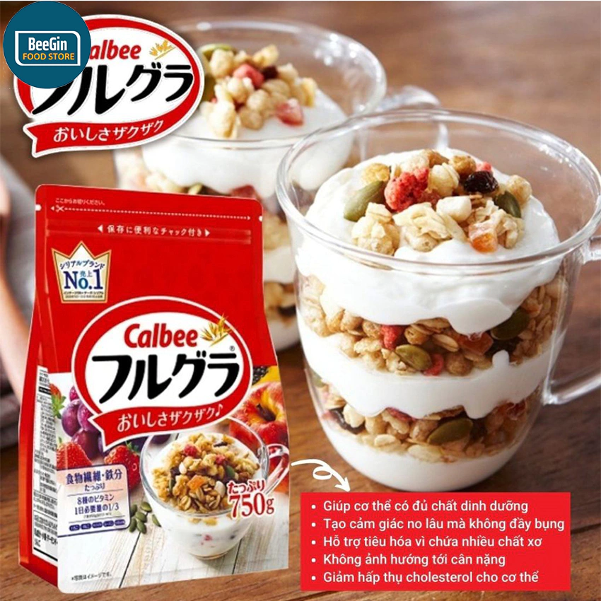 Ngũ Cốc Calbee Ăn Kiêng Giảm Cân Nhật Bản Mix Sữa Chua Hoa Quả Trái Cây (750G) - BeeGin Food