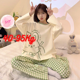 Bộ ngủ nữ tay dài big size bộ mặc nhà dễ thương chất thun cotton 40-95Kg TOZZO BD03