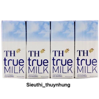 1 Vỉ 4 Hộp Sữa TH True Milk Hộp 180ml Có Đường/Ít đường