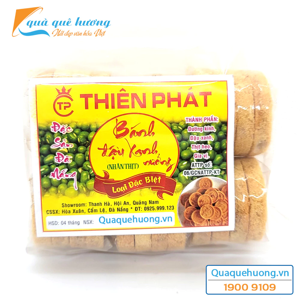 Bánh đậu xanh nướng nhân thịt Thiên Phát gói nhỏ 130g - Đặc sản Đà Nẵng làm quà được yêu thích