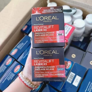 Kem dưỡng Loreal Revitalift Laser x3 50ml - chống lão hoá, mờ thâm nám (Nội địa Đức)