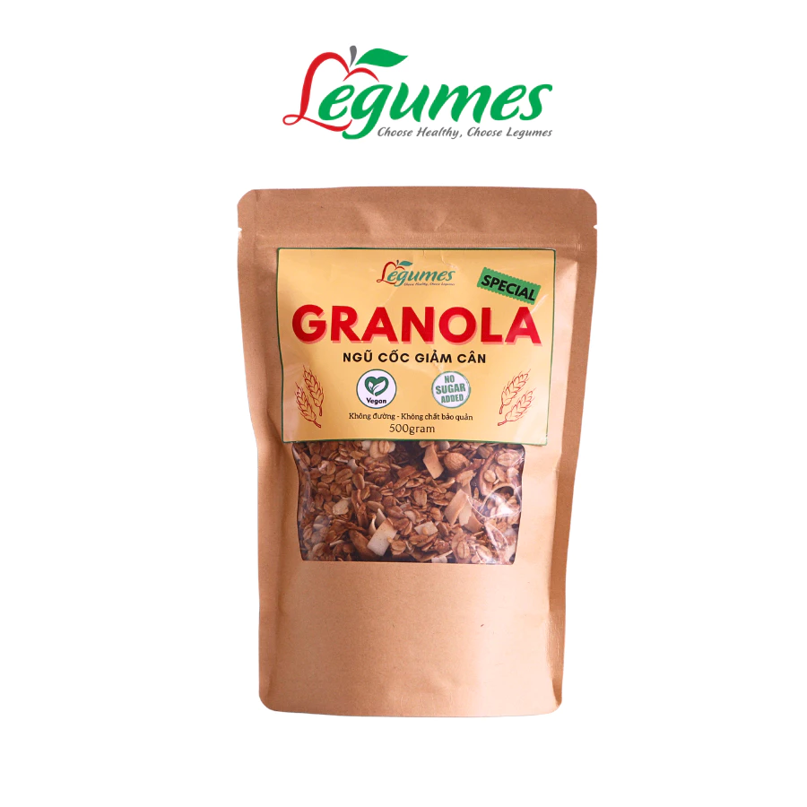 Granola Ngũ Cốc Thuần Chay - Snack Dinh Dưỡng, 100% Nguyên Liệu Tự Nhiên, Lựa Chọn Lành Mạnh Cho Bữa Sáng Và Ăn Vặt