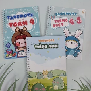 Combo 3 quyển sổ tay Takenote Beta lớp 4: Toán, Tiếng việt, tiếng anh - Khổ A5, trang trí bắt mắt, tổng hợp