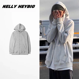 [Sẵn] Áo khoác Hoodie Zip trơn [1050] Nelly Heybig form rộng dành cho nam và nữ 69 30