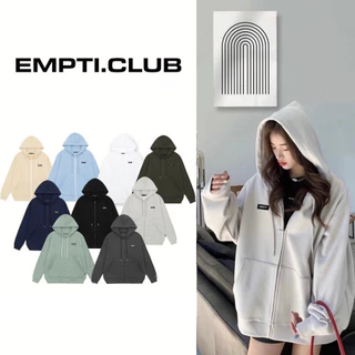 Hoodie Zip EMPTI , Áo Khoác Nỉ Form rộng Unisex In Chữ Empti Nam Nữ Mặc Đẹp