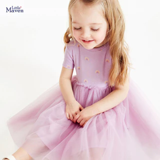 Váy Little Maven bé gái ren tím cầu vồng S1561