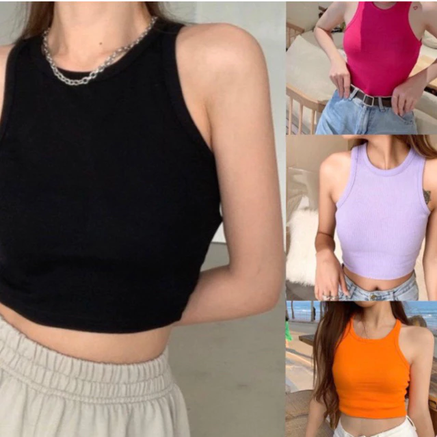 Áo thun ba lỗ croptop mùa hè ôm body thun gân mềm mát ( ảnh thật mẫu mặc)