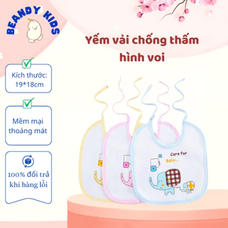 Yếm ăn dặm cho bé yếm vải chống thấm hình voi có dây buộc YB05 Beandy Kids