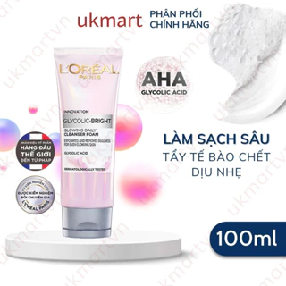 Sữa rửa mặt sáng da L'Oreal Paris Glycolic (AHA) Bright 100ml Glycolic-Bright Glowing Daily Cleanser Foam