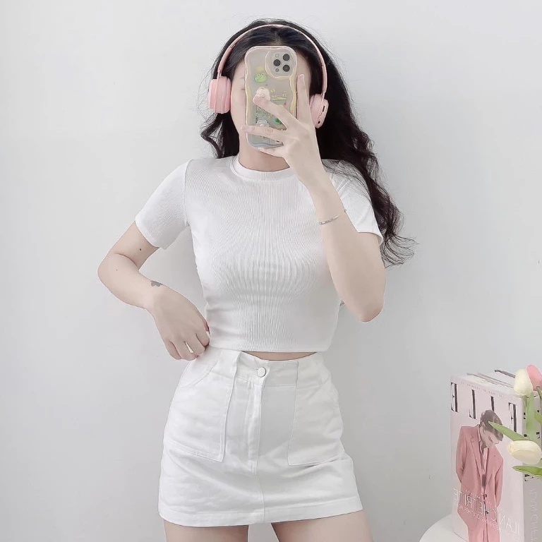 Áo croptop nữ chất thun tăm mát lạnh