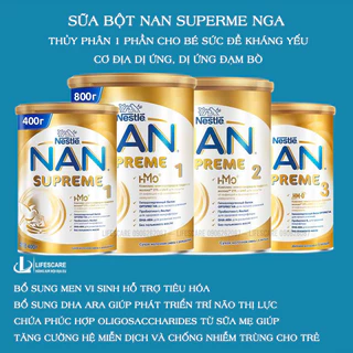 Sữa Nan Supreme HMO Nga số 1,2 thủy phân 1 phần cho bé dị ứng sữa đạm bò