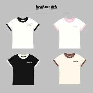 Áo thun nữ form baby tee tay viền "basic" - Kraken Drk