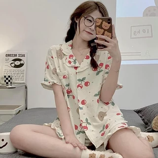 Bộ Pijama đùi cổ  bèo hình cute