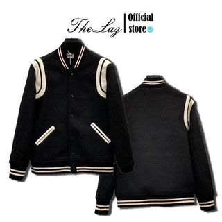 Áo khoác bomber Varsity SLP Saint La*urent Teddy YSL Jacket bản cao cấp, Da Lộn, Áo khoác bóng chày nam nữ SLP