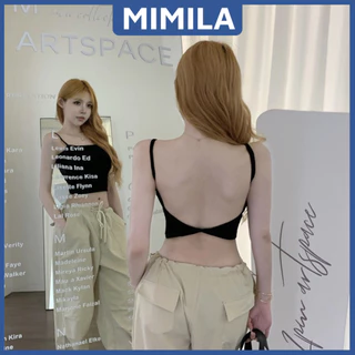 Áo Croptop Hai Dây Có Sẵn Đệm Ngực MIMILA Hở Lưng Sexy Crt Đi Biển Thiết Kế Độc Lạ Chất Thun Lạnh Co Giãn - MA162