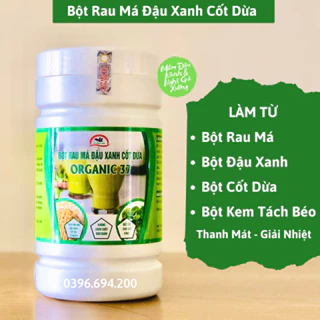 Hộp 500g Bột Rau Má Đậu Xanh Cốt Dừa Organic, Thanh Mát Giải Nhiệt