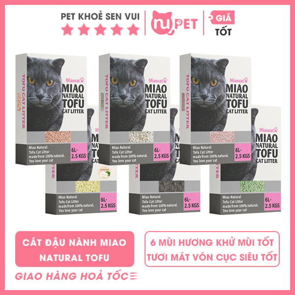 Cát vệ sinh đậu nành Miao Tofu Cat Litter dành cho mèo | Cát vệ sinh đậu nành hữu cơ cho mèo