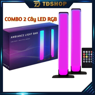 Combo 2 Cây Đèn LED RGB Trang Trí PC & Ô Tô Và Decor Phòng Cực Kì Đẹp Chỉnh Màu Và Chế Độ Nháy Qua Remote Cao 25cm.