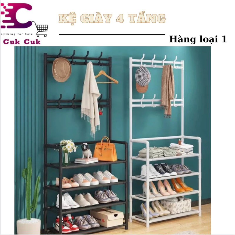 Kệ đựng giày kèm móc treo đồ đa năng, tiện dụng