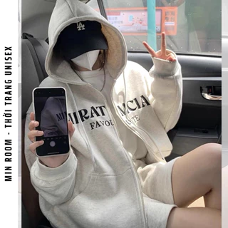 Áo Hoodie Zip Nam Nữ MIRATMCIAR Form Rộng Mũ trumg Vải Nỉ Bông Cao Cấp