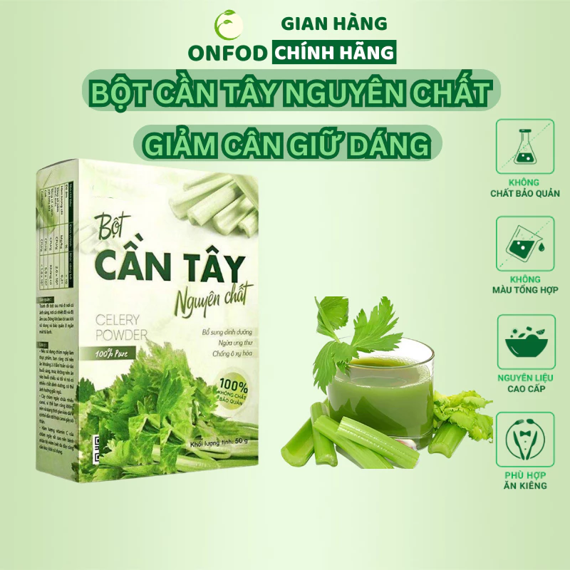 Bột cần tây nguyên chất sấy lạnh hữu cơ ONFOD ăn kiêng giảm cân đẹp da giữ dáng 50g (20 gói x 2.5g)