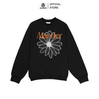 Áo sweater Alandor local brand form rộng tay dài chất vải nỉ bông cotton premium 100% mẫu hoa cúc Alandor