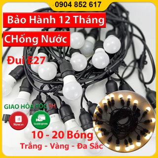 Dây Bóng Đèn Ping Pong Trang Trí Ngoài Trời, Dây Đui Đúc Chống Nước Quán Cà Phê, Trà Chanh 5m 10m bóng búp kín nước