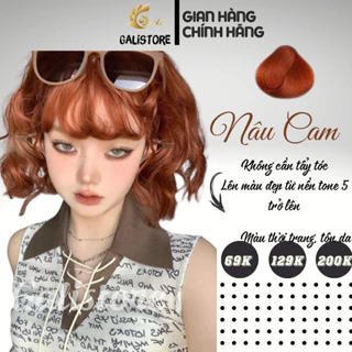 Thuốc nhuộm tóc Nâu Cam nhuộm màu Nâu Cam Đất Không tẩy, tặng oxy trợ nhuộm Galistore