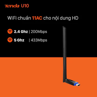 USB WiFi TENDA U10 600Mbps - Thu sóng WiFi 5Ghz cho Máy bàn PC Laptop,dùng để học online làm việc