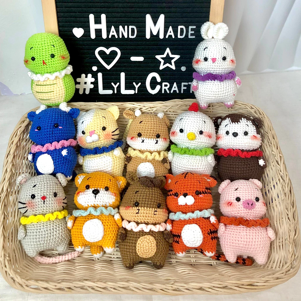 Móc Khoá Len LYLYCRAFT, Thú Nhối Bông 12 Con Giáp Dùng Để Treo Balo, Xe Máy,Quà Tặng Handmade