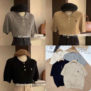 New áo len thừng polo ngựa Gu vintage Hàng QC freesize (dài 50cm)