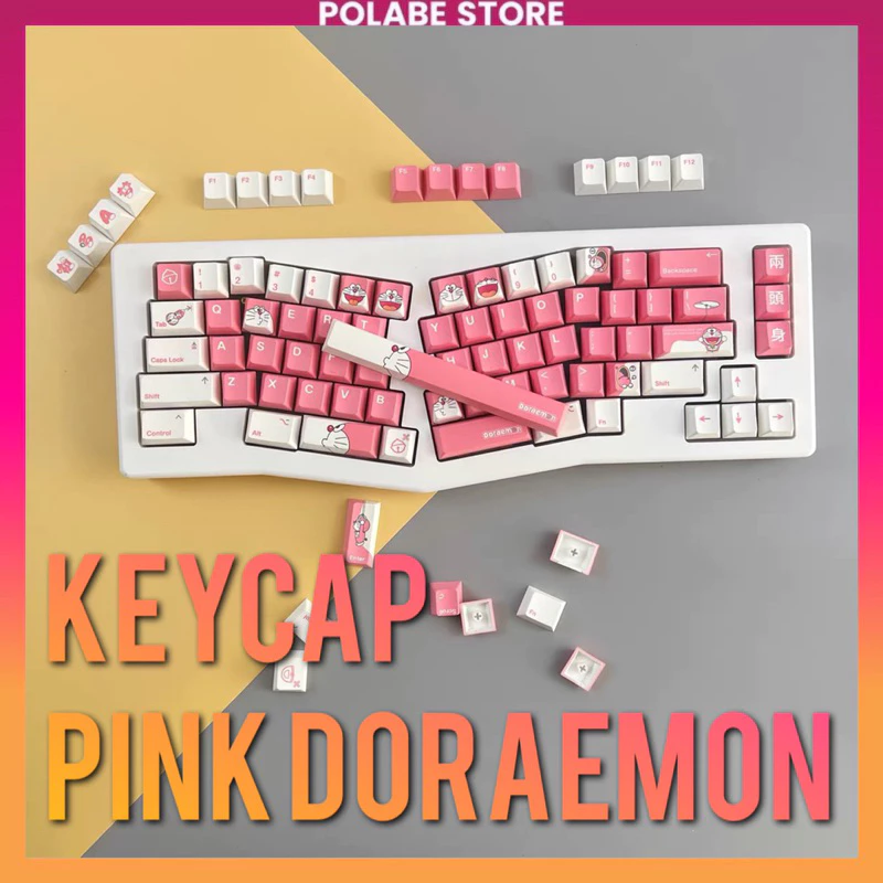 Nút bấm Keycap Pink Doraemon cherry Keycap bàn phím cơ cao cấp - Polabe Store