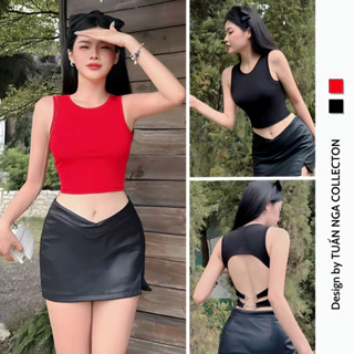 Áo ba lỗ croptop nữ hở lưng phối phụ kiện sexy (CÓ MÚT NGỰC) TUẤN NGA-XƯỞNG SỈ ÁO THUN vải 100% cotton