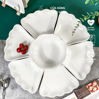 Bộ bát đĩa hoa mặt trời sứ 55cm - Set bát đĩa đẹp thắp hương thờ cúng gia tiên - Vỡ 1 đổi 1