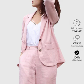 Áo vest blazer Linen nữ tay dài ve vuông túi bổ nắp trẻ trung, chất vải Linen bột Premium BZ08