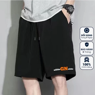 Quần đùi thể thao dây rút in chữ trẻ trung, quần ngắn chất cotton form rộng thoải mái