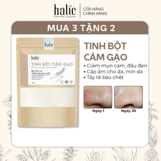 Tinh bột Cám Gạo nguyên chất Halic Organic 40G đắp mặt nạ dưỡng trắng da, tẩy da chết toàn thân hiệu quả