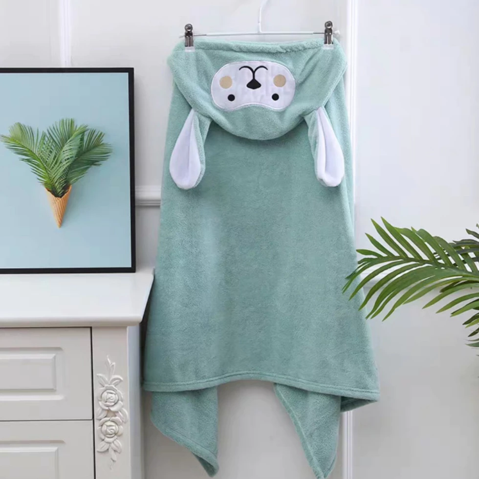 Khăn tắm cho bé, khăn lau trẻ em có mũ cao cấp cho bé, siêu thấm hút mềm mịn chất liệu vải cotton