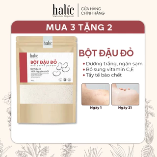 Bột Đậu Đỏ tắm trắng nguyên chất Halic Organic 40G đắp mặt nạ tắm trắng da, tẩy tế bào chết, mờ thâm nám