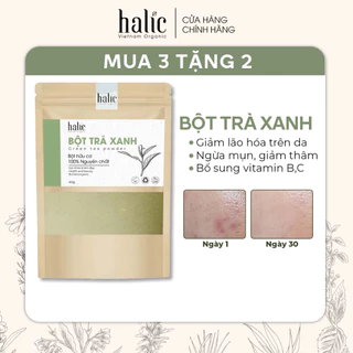 Bột Trà Xanh nguyên chất Halic Organic 40G đắp mặt nạ dưỡng trắng da, ngăn ngừa mụn trứng cá, chống lão hóa da hiệu quả