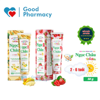 Kem đánh răng dược liệu Ngọc Châu trẻ em hương dâu / chuối cho bé 2 - 6 tuổi giúp ngừa sâu, nhiệt miệng, bảo vệ men răng