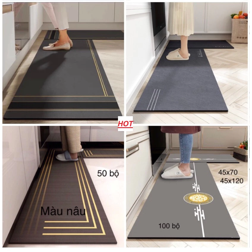 [tổng kho] Thảm Lót Sàn Nhà Bếp Dáng Dài Chống Trượt Thấm Hút Dầu Giặt Sạch Tiện Lợi 45x70cm + 45x120cm HOT 2023
